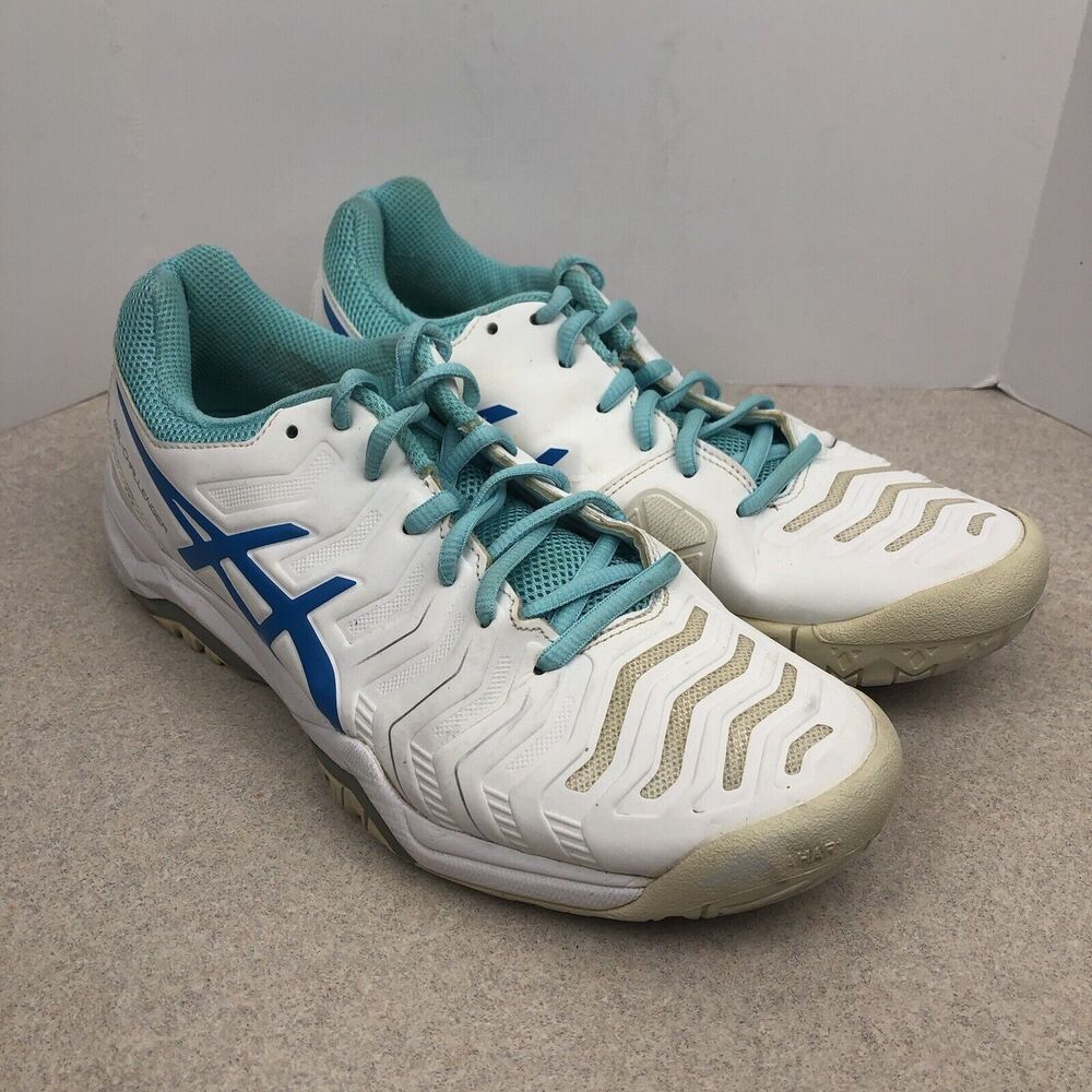 Asics Women's Gel Dedicate 8 Tennis Shoes White Teal Blue Size 8.5